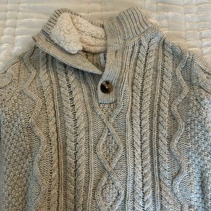 Gap kids, cable, net sweater with shearling collar